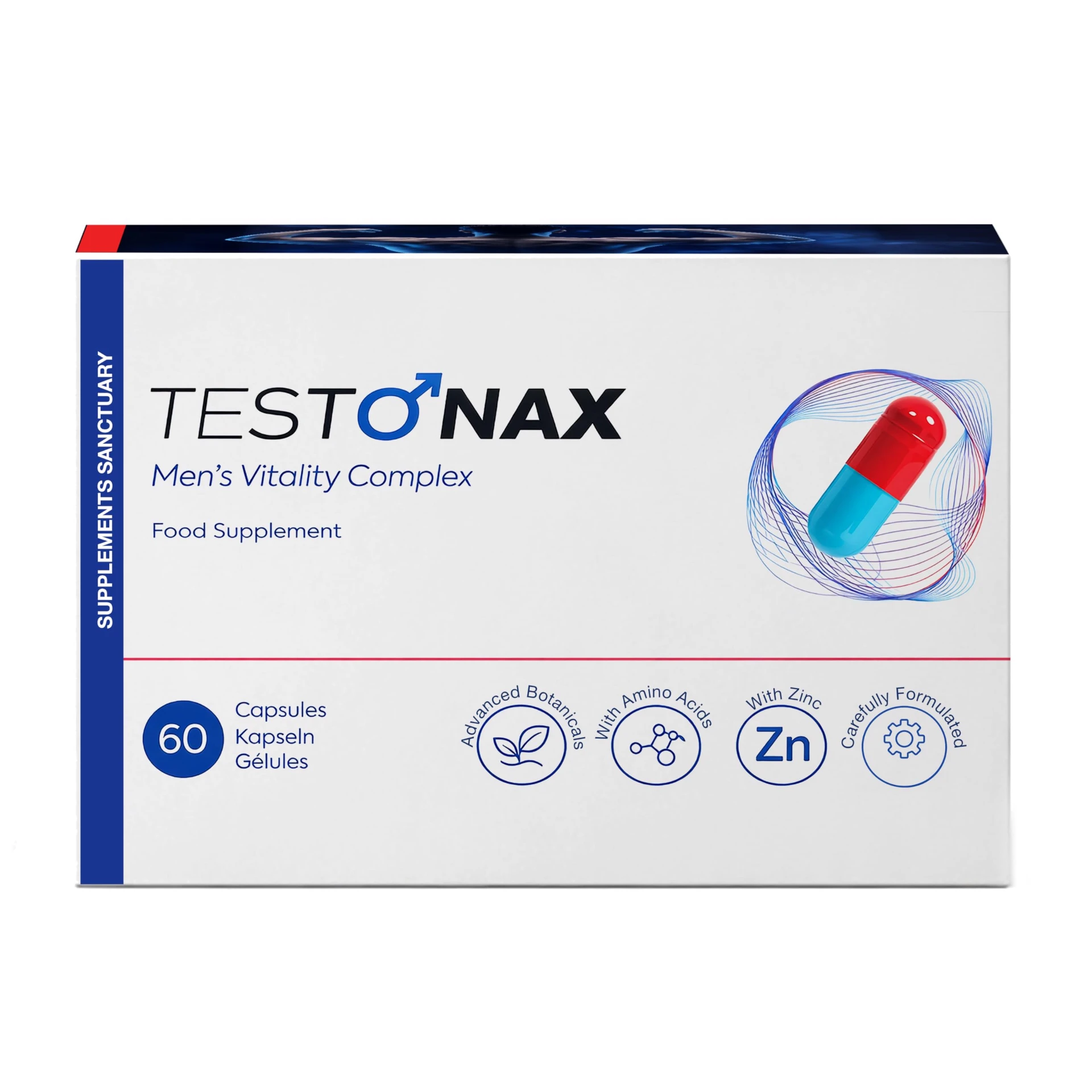 Testonax Men's Vitality Complex 60-capsule product box